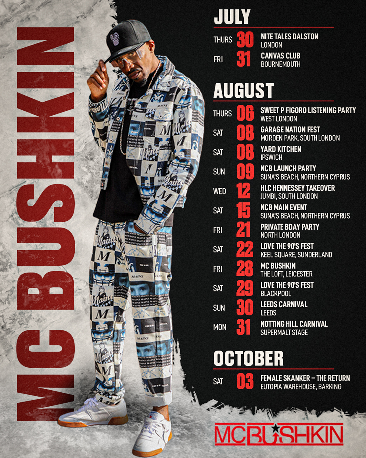 MC Bushkin - Summer 2026 Tour Dates